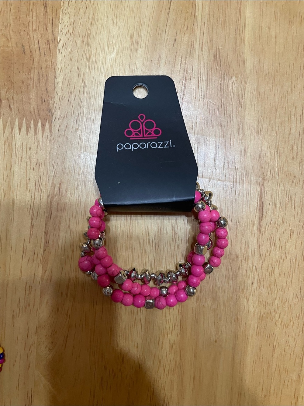 paparazzi Hot Pink Multi-Strand Beaded Bracelet with Silver Accents
